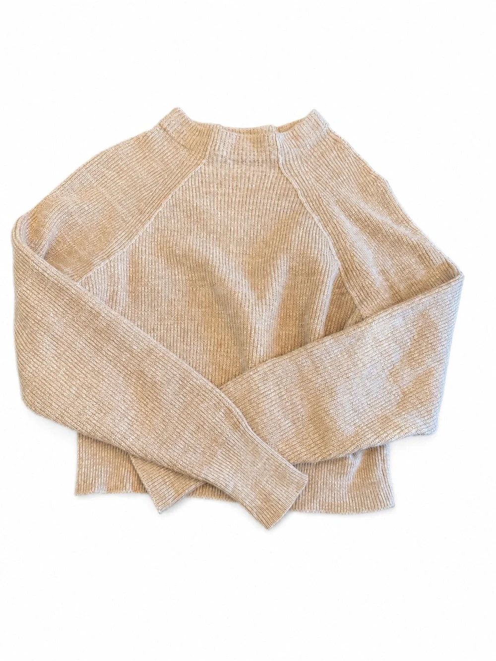 Free People Ribbed Mock-Neck Sweater - Beige Cream